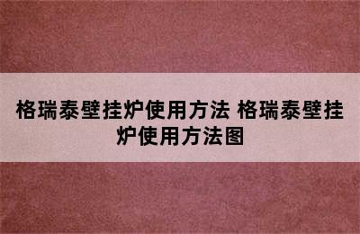 格瑞泰壁挂炉使用方法 格瑞泰壁挂炉使用方法图